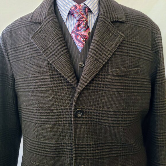 Marc New York -XXL,Gray Glenn Plaid Wool Blend 3/4 Length Coat - Picture 4 of 11